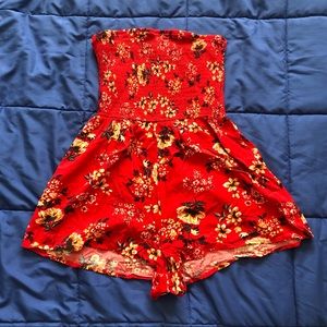 garage strapless romper